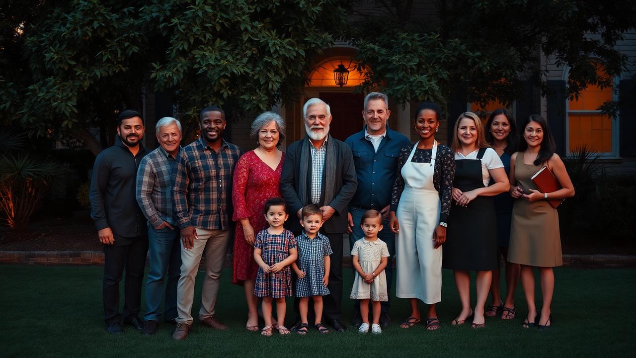 A multigenerational family gathered outdoors, representing wisdom passed from one generation to the next